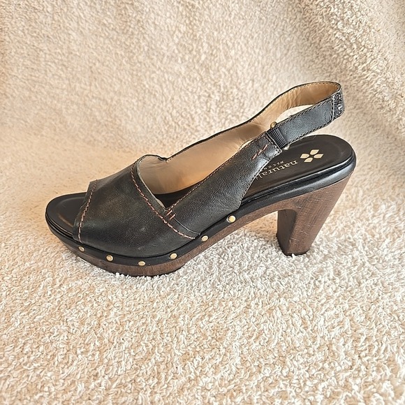 Naturalizer N5 Contour Honey Heeled Platform Slingback Sandals Black Leather 7 - Picture 4 of 16